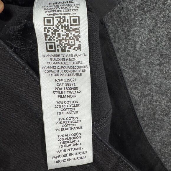 Frame Jeans Women's 29 Black Film Noir Tailored Wide Leg Flare - Picture 10 of 10